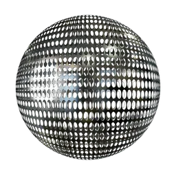 High-quality PBR metal material with a procedural circular grid pattern for Blender 3D artists.