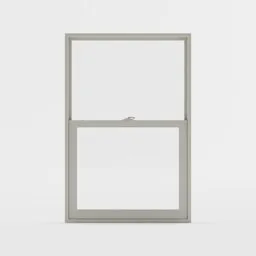 Detailed 3D model of a single hung vinyl window with double glass panel, designed for use in Blender.