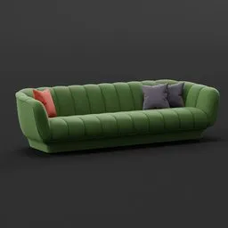 Green ODEA sofa 3D model with cushion detail for Blender rendering.