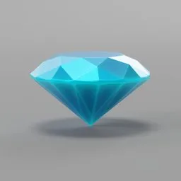 "Blue Diamond Lowpoly - Isometric Game Asset for Blender 3D: A stunning lowpoly 3D model of a blue diamond on a gray background. Perfect for VR/AR or game development, this high-quality Blender 3D asset allows for adjustable base color and emissive color in the shading material. Don't forget to rate and enhance your visuals with this exquisite gem."