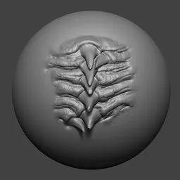 3D sculpting brush "NS Line Spikes 04" imprint, ideal for detailed dragon scales and textures in Blender.