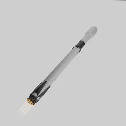 "Explore the detailed body and face of the Falcon 9 spacecraft with this 80mm 3D model designed in Blender 3D by SpaceX. Discover the rocket's internals revealed in this steel gray full-body render, ready for your next space exploration project."