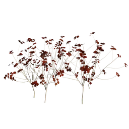 Realistic 3D red-leafed bush model compatible with Blender, ideal for virtual outdoor and nature scenes.