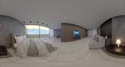 Modern bedroom balcony sea view