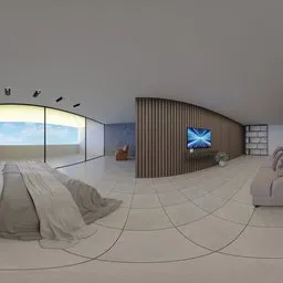 Modern bedroom balcony sea view