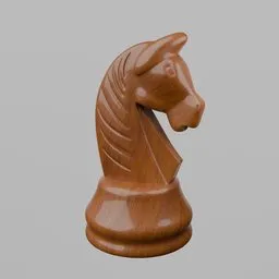 Glossy Staunton Knight - Dark Wood