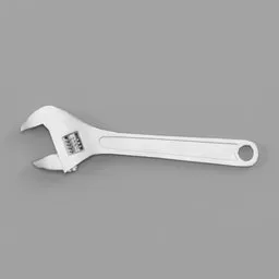 Highly detailed adjustable wrench 3D model, perfect for Blender graphic projects, showcasing realistic textures and shadows.