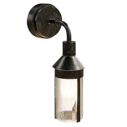 Detailed vintage-style black metal lamp 3D model, suitable for Blender exterior visualizations