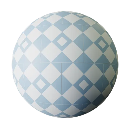 High-quality PBR Ceramic-42 floor material with diamond pattern for 3D models in Blender, also suitable for other 3D applications.