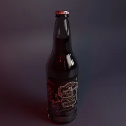 Realistic Blender 3D model of a beer bottle with customizable label tear effect, ideal for virtual decoration.