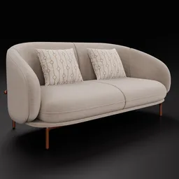 Detailed 3D model of a modern fabric sofa with customizable color, compatible with Blender 4.0+.
