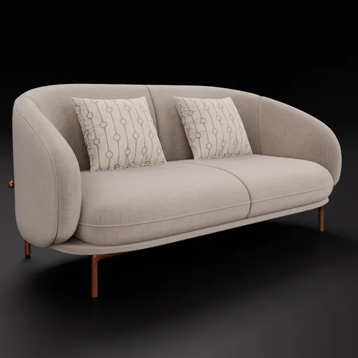Detailed 3D model of a modern fabric sofa with customizable color, compatible with Blender 4.0+.
