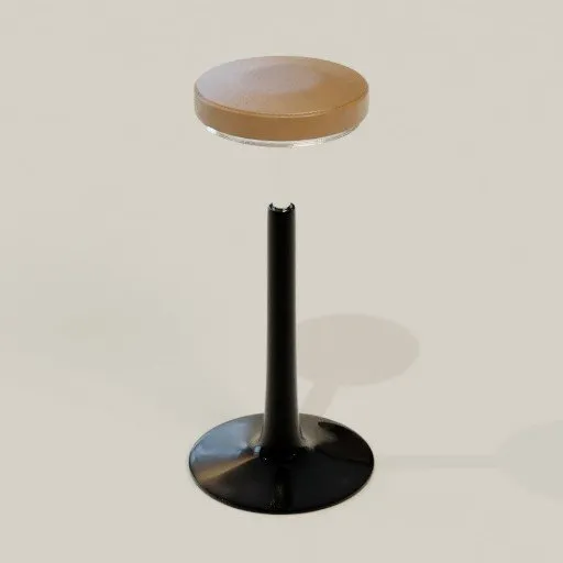 Detailed 3D rendering of a modern leather-topped bar stool with slender metal base, suitable for Blender projects.