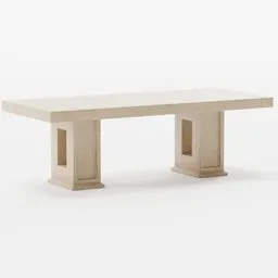 3D-rendered sturdy oak wood table model suitable for Blender projects, showcasing simplicity and robustness in office furnishings.