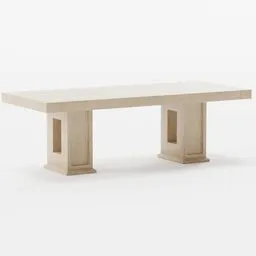 "Extra thick Oak Plank Table for Office or Dining - 3D Model for Blender 3D" - This 3D model in Blender 3D software depicts an elegant oak plank table suitable for offices or dining spaces. With detailed photorealistic features and a rectangular face, this model is perfect for adding a touch of sophistication in your works.