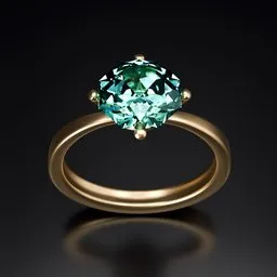 Detailed 3D rendering of a gold ring with a radiant blue crystal, perfect for Blender 3D jewelry designs.