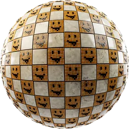 PBR material with retro smiley ceramic tile texture for Blender 3D artists.