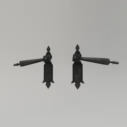 Iron 3D door handle model with lock, channel-packed textures, optimized for Blender rendering.