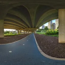 Under the bridge at sunset