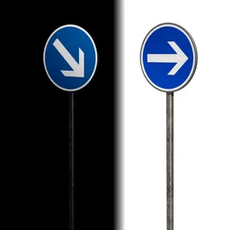 3D model of a customizable French road sign with reflective texture, displayed in day and night settings, suitable for Blender.