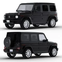 High-poly Mercedes G63 3D model with procedural shaders and full rigging, suitable for realistic Blender animations.