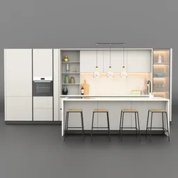 Modern Beige Kitchen with island