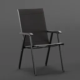 Highly detailed black camping chair 3D model, optimized for Blender rendering, perfect for outdoor scene assets.