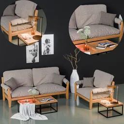 Azumaya Fennel Fabric Sofa