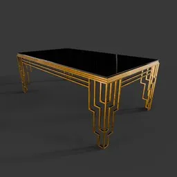 Art Deco Gold & Black Glass Coffee Table
