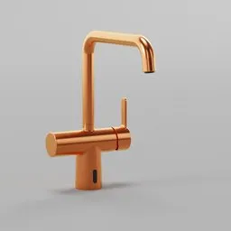 "3D model of the Damixa SILHOUET Touchless Kitchen tap in a beautiful, brass and copper gold finish. Designed with stunning high tech features and a slender, square nose. Perfect for kitchen and bathroom furniture designs created in Blender 3D."