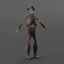 Cursed Pirate Skeleton Unrigged