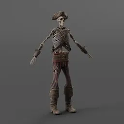 Cursed Pirate Skeleton Unrigged