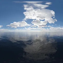 White Puffy Clouds Ocean Day