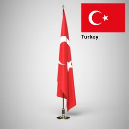 Turkey Ceremonial flag on stand