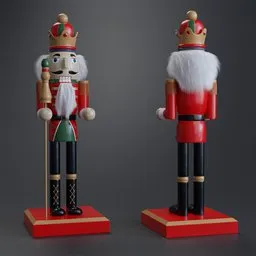 High-quality Blender 3D model of traditional German nutcracker soldier dolls with intricate details, perfect for festive scenes.