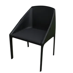 Black modern 3D-rendered chair with a sleek design, suitable for Blender projects and 3D visualizations.
