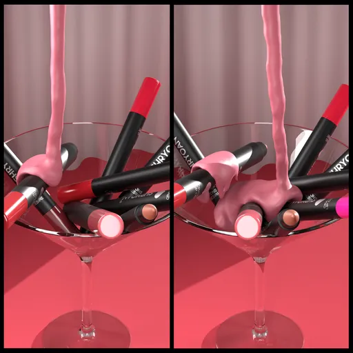 Fluid simulation lip crayons