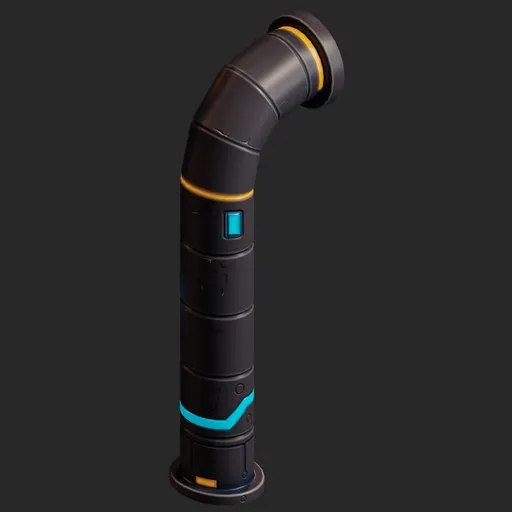 Stylized Sci-Fi Curved Pipe Tall | Space models | Blendkit