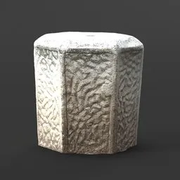 Detailed 3D model of a weathered concrete bollard for Blender cityscape designs.