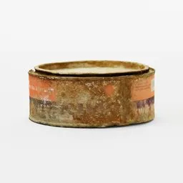Low-poly 3D model of a rusted metal tin with textured surface optimized for Blender rendering.