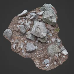 Detailed 3D model of scattered forest rocks for Blender, ideal for virtual landscaping and game assets.