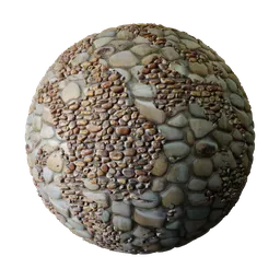 2K PBR textured rock wall material with a realistic mix of stones and displacement for 3D models in Blender.