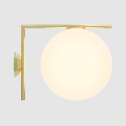 "Stylish FLOS IC Wall 2 light in shiny brass for mid-century modern interiors. 3D model for Blender 3D with sunken recessed indented spots, inspired by Nassos Daphnis. Features a 2700k 15w diffuse light for a warm glow."