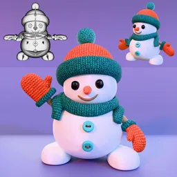 Stylized Snowman (Rigged)