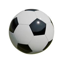 Highly-detailed Blender 3D model of a traditional black and white soccer ball with realistic textures.