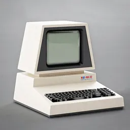 3D model of a vintage-style computer with monitor, keyboard, for use in Blender.