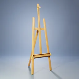 "Wooden easel for painting or drawing on a blue background - a Blender 3D model from the Arbeitsrat für Kunst team category. This simple yet realistic asset features a wooden seat and tripod design, perfect for artistic reference and video game assets."
Note: alt text should be specific to the image, but since we don't have the image, the alt text may be a bit generic.