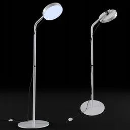 3D model of a modern floor lamp with high-quality low poly count, suitable for closeup renders and animations, created in Blender.