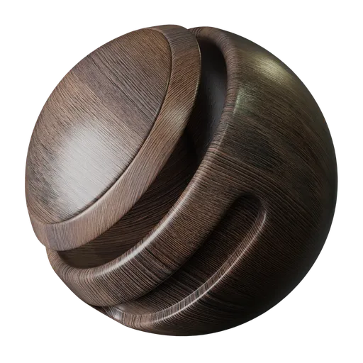 High-resolution PBR brown fine wood material for realistic texturing in 3D models, suitable for Blender and other 3D software.