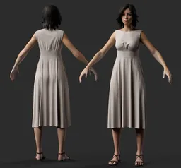 Midi Linen Blend Dress – Female Outfit